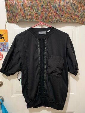 S.e. Sport Black Short-Sleeve Crew Sweatshirt with Front Pocket